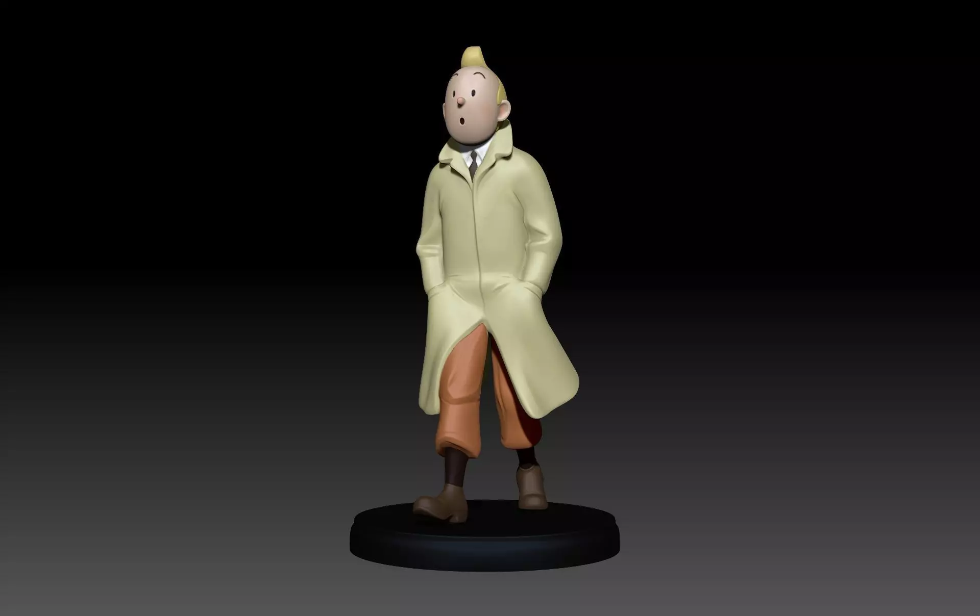 3D Printable TinTin in trench coat 3D print model_3