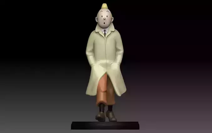 3D Printable TinTin in trench coat
