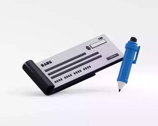 Cheque book with pen