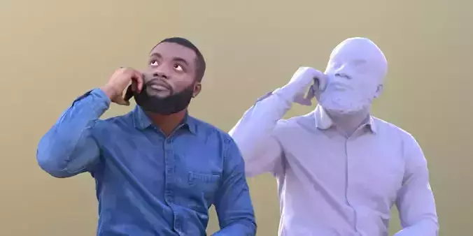 Gabriel 10633 Sitting Casual Black Man Phone Call