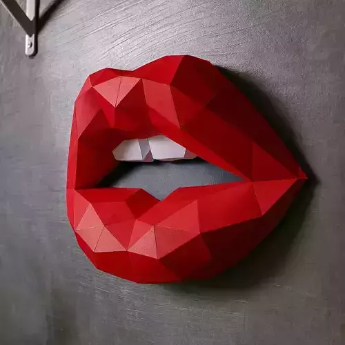 Low Poly Lips Wall Art