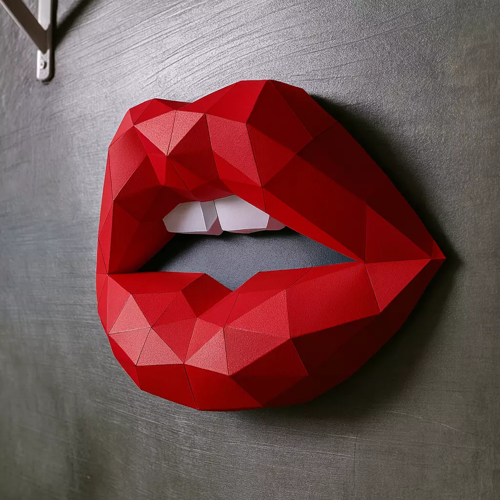 Low Poly Lips Wall Art 3D print model_0