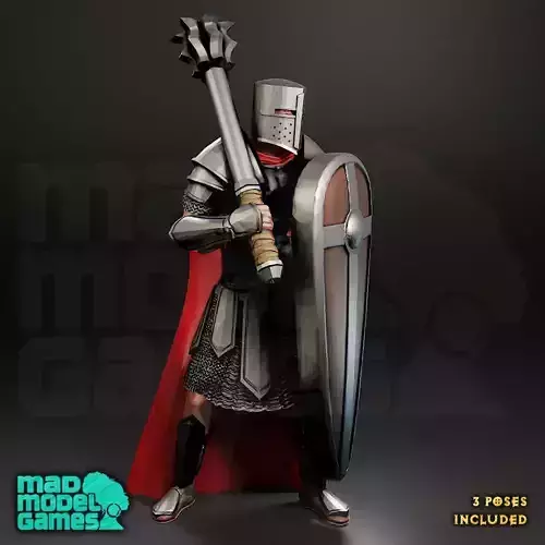 Medieval Knight - Mace - 3 Poses - DND character