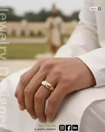 Princess Diamond Mens Band Ring