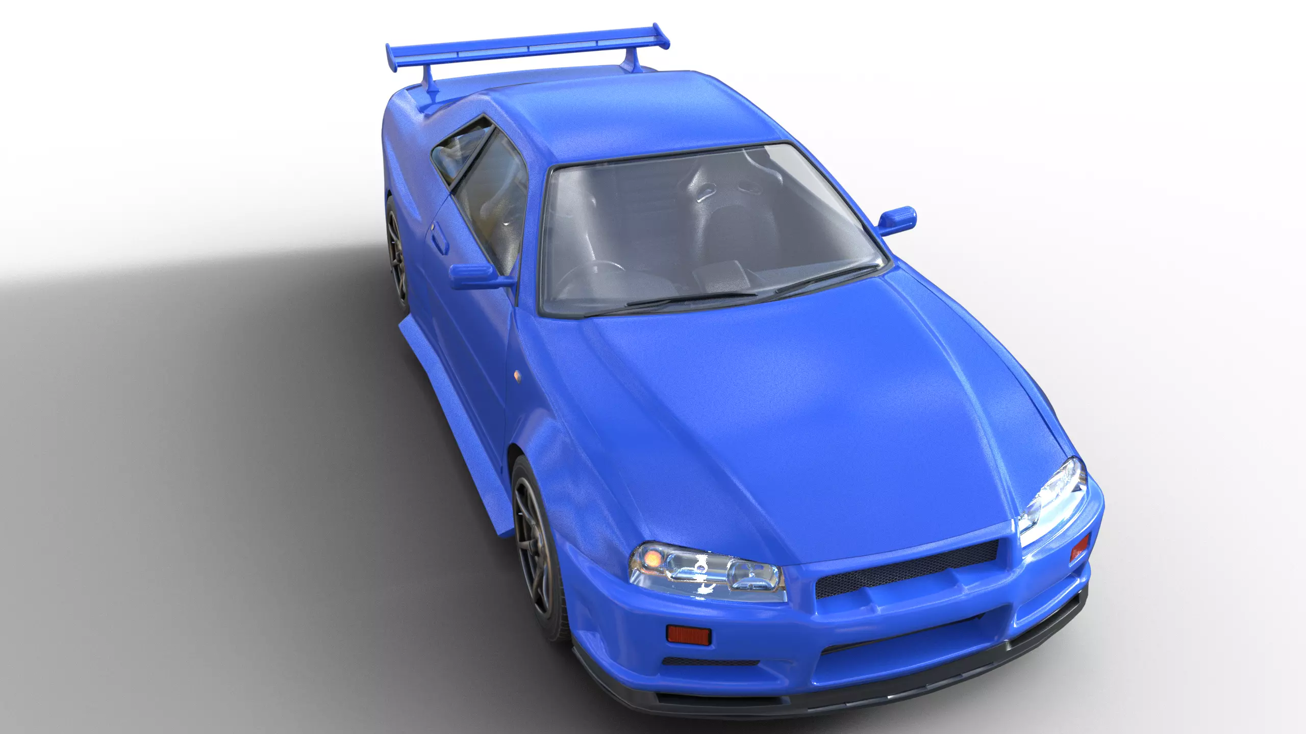 Nissan Skyline GT R R34 Bayside Blue 3D print model_3