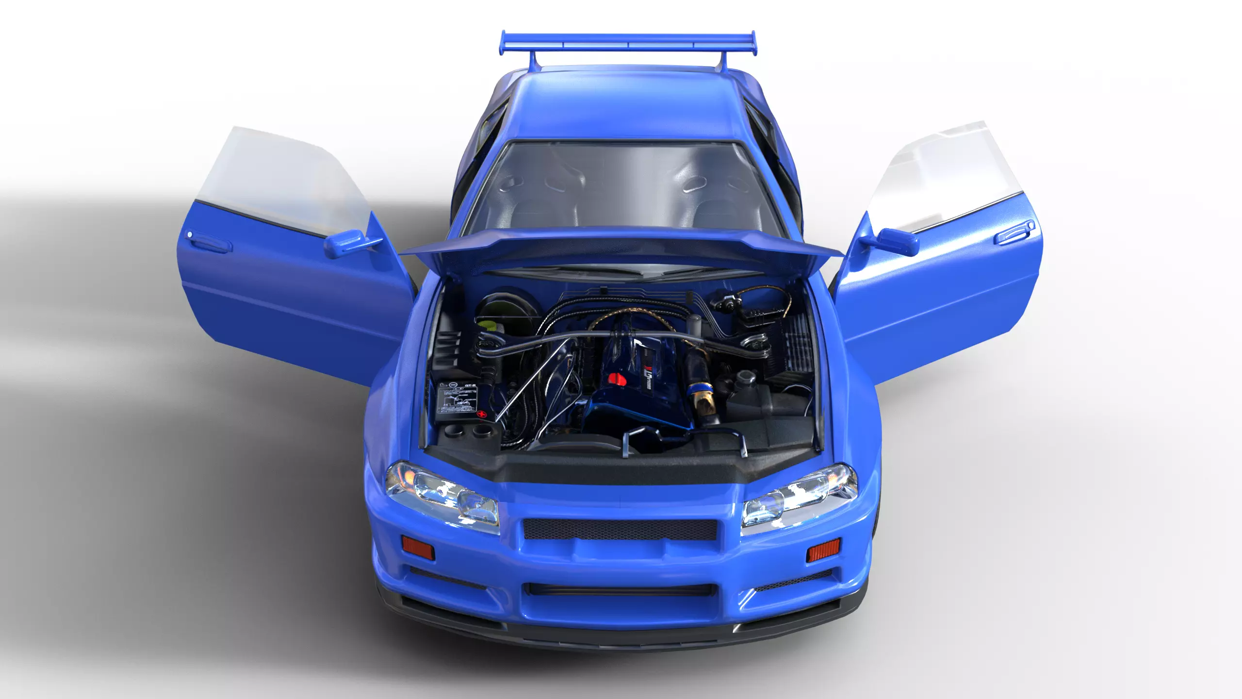 Nissan Skyline GT R R34 Bayside Blue 3D print model_4