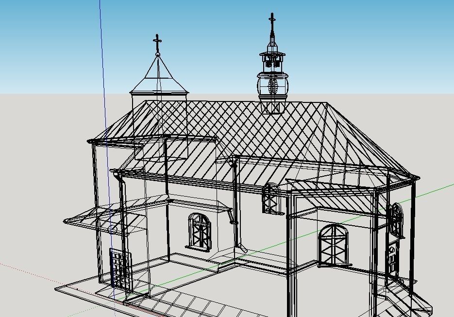 Church wooden Low-poly 3D model_2