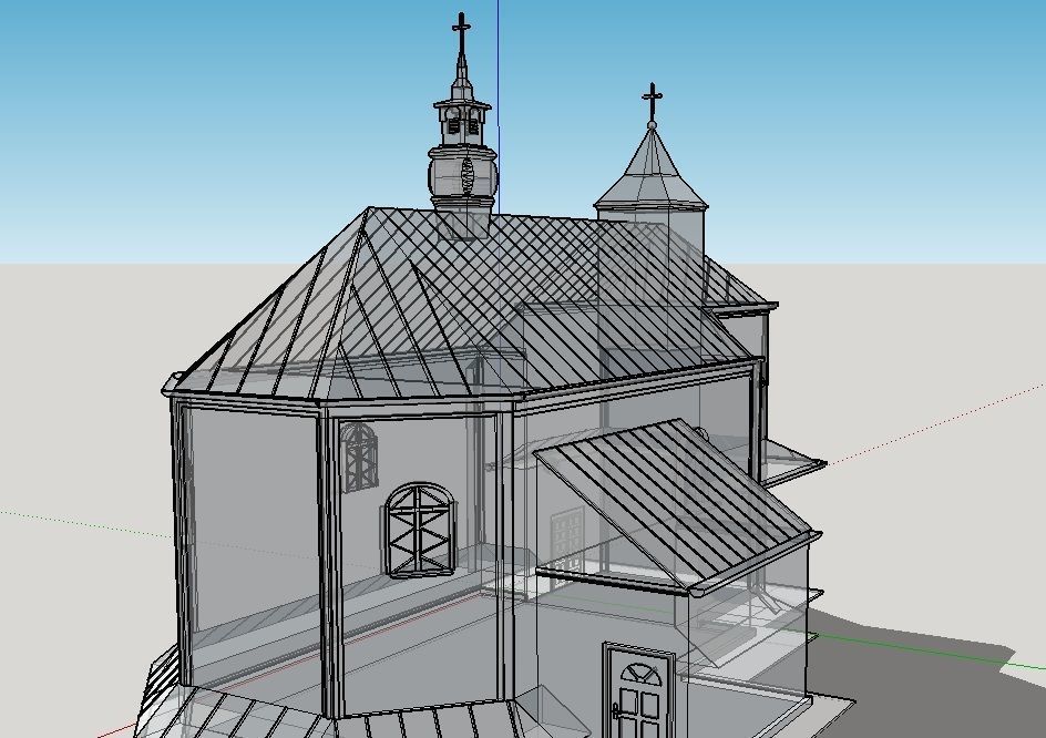 Church wooden Low-poly 3D model_7
