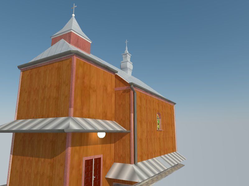 Church wooden Low-poly 3D model_1
