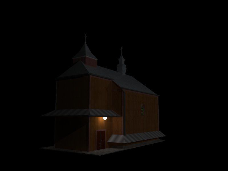 Church wooden Low-poly 3D model_9