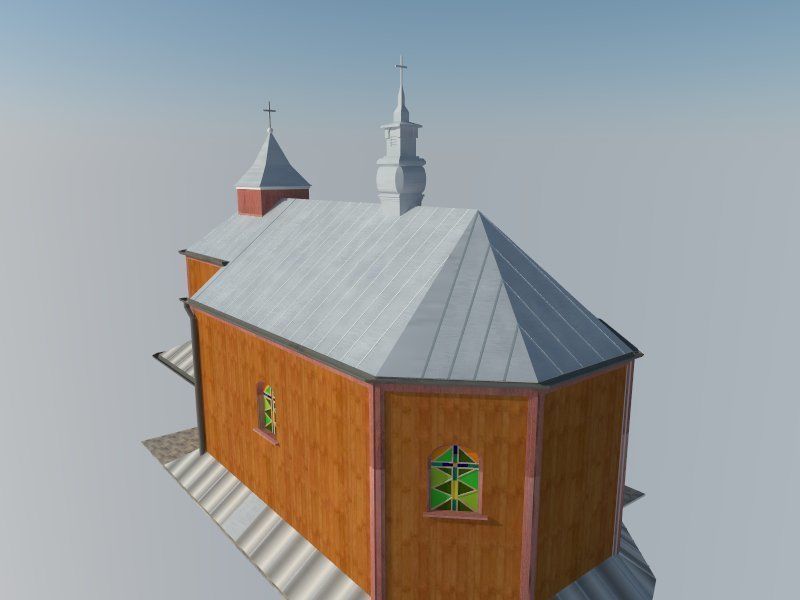 Church wooden Low-poly 3D model_3