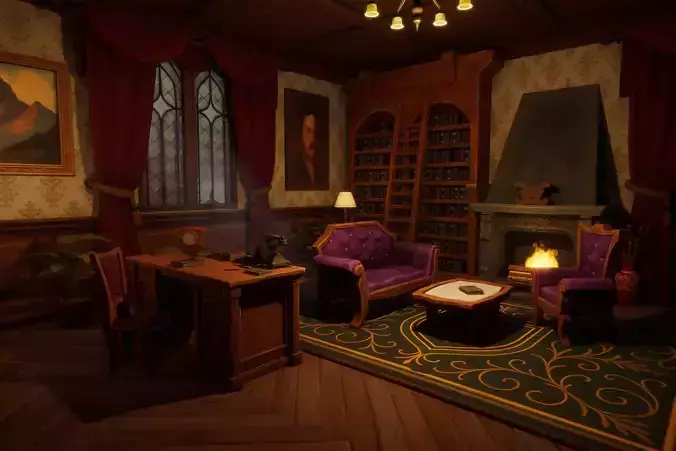 Stylized 3D Victorian Mansion  Low-poly 3D model 7