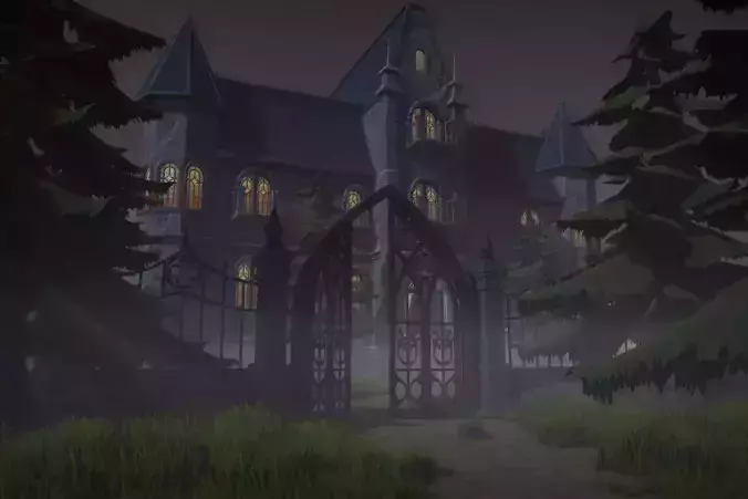 Stylized 3D Victorian Mansion  Low-poly 3D model 2