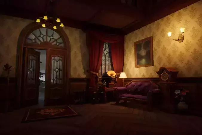 Stylized 3D Victorian Mansion  Low-poly 3D model 5
