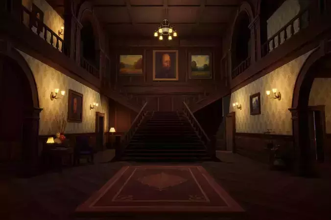 Stylized 3D Victorian Mansion  Low-poly 3D model 4