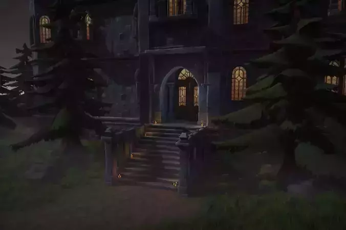 Stylized 3D Victorian Mansion  Low-poly 3D model 3