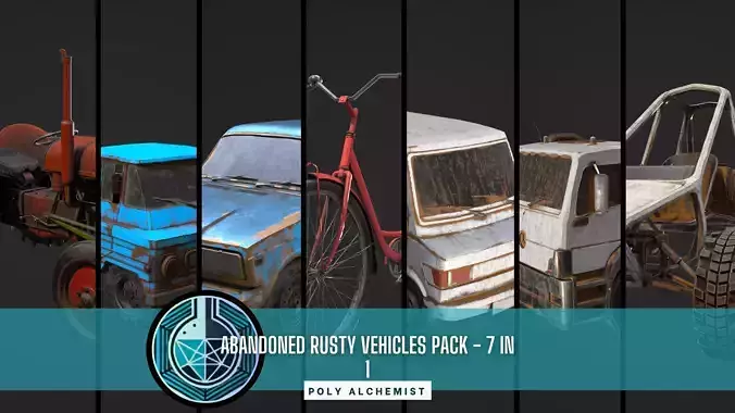  Abandoned Rusty Vehicles Pack 7 In 1
