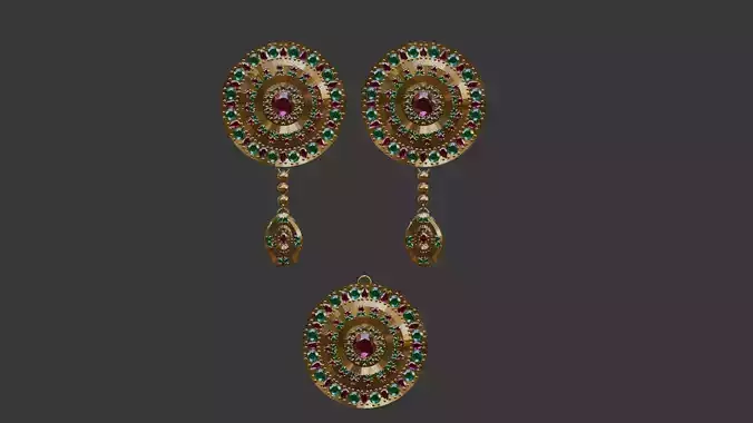 3D Print Ready Earring  And Pendant Set -3  Handmade Gift DIY