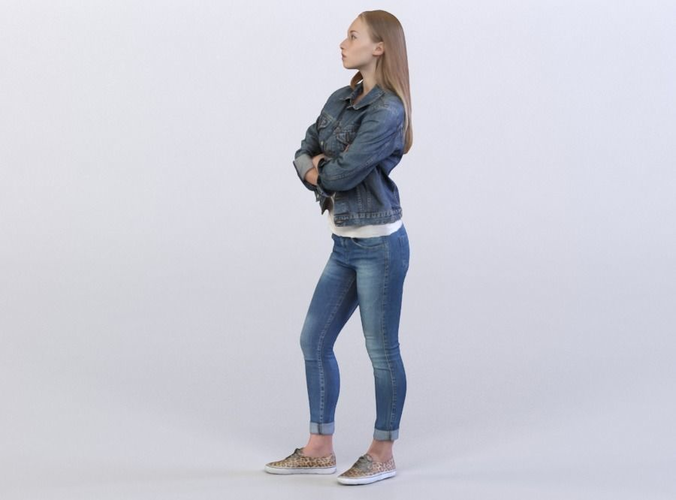 Tilda 0008 Woman in a denim jacket, arms folded