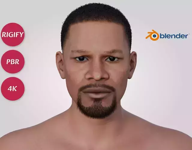 Jamie Foxx - Black Muscular Celebrity Man - Buzz Cut Hair