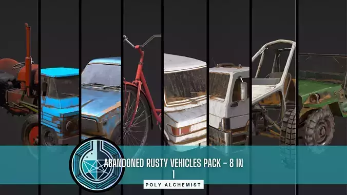 Abandoned Rusty Vehicles Pack 8 In 1