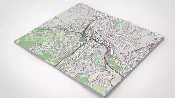 Cityscape Waterbury Connecticut United States 3D model 7