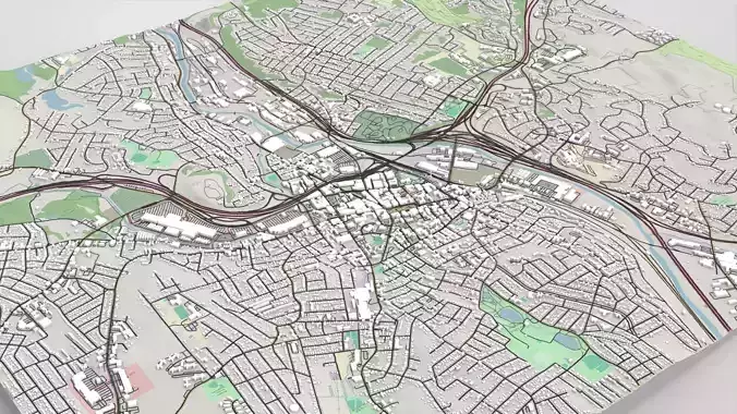Cityscape Waterbury Connecticut United States 3D model 3