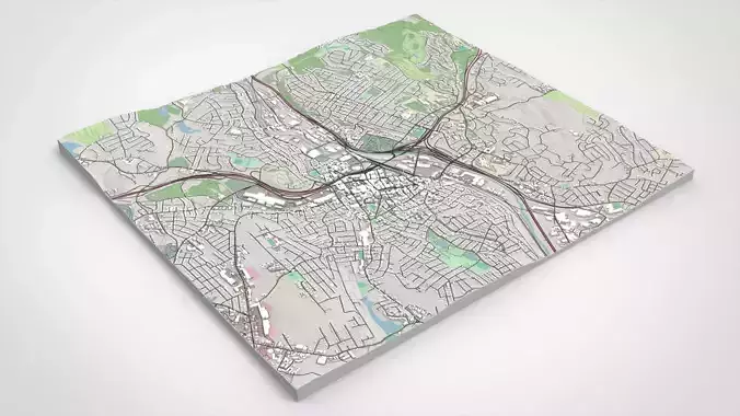 Cityscape Waterbury Connecticut United States 3D model 5