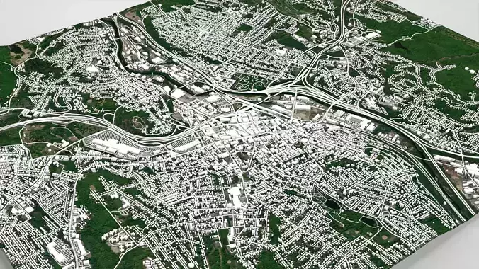Cityscape Waterbury Connecticut United States 3D model 4