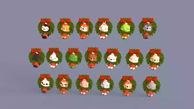 Christmas Wreath Animal Pack 01