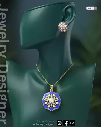 Royal Blue Enamel Pendant Set