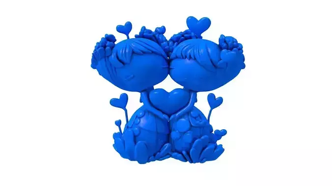 3d Kiss -  Wedding Couple- Cute Couple Holding Hear 