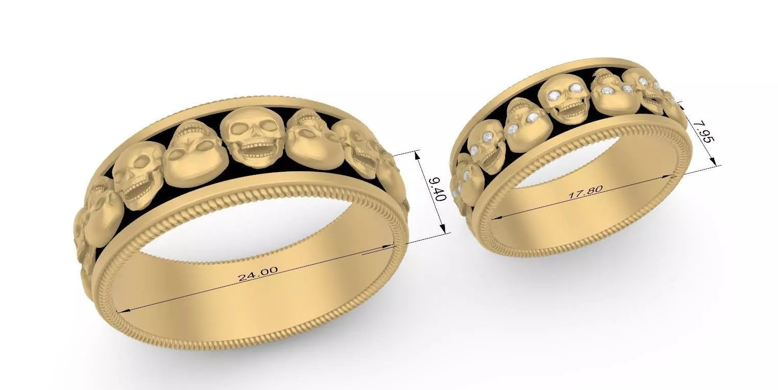 Skull ring 3D print model_3