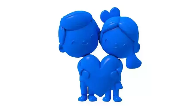 3d Kiss -  Wedding Couple-  Cute Couple Holding Hear 