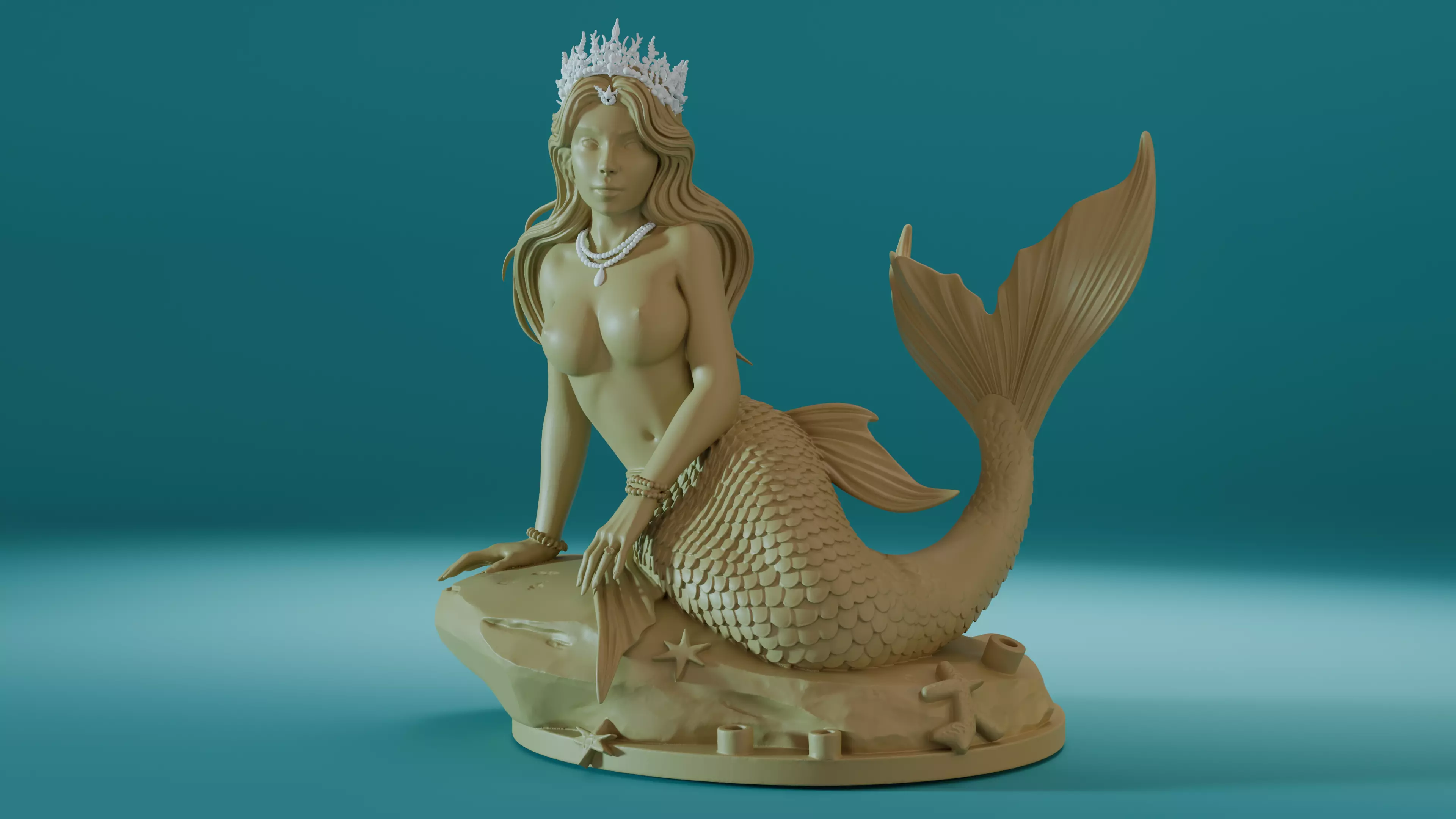 Mermaid Queen Statue for SLA Resin 3D Printing 3D print model_3