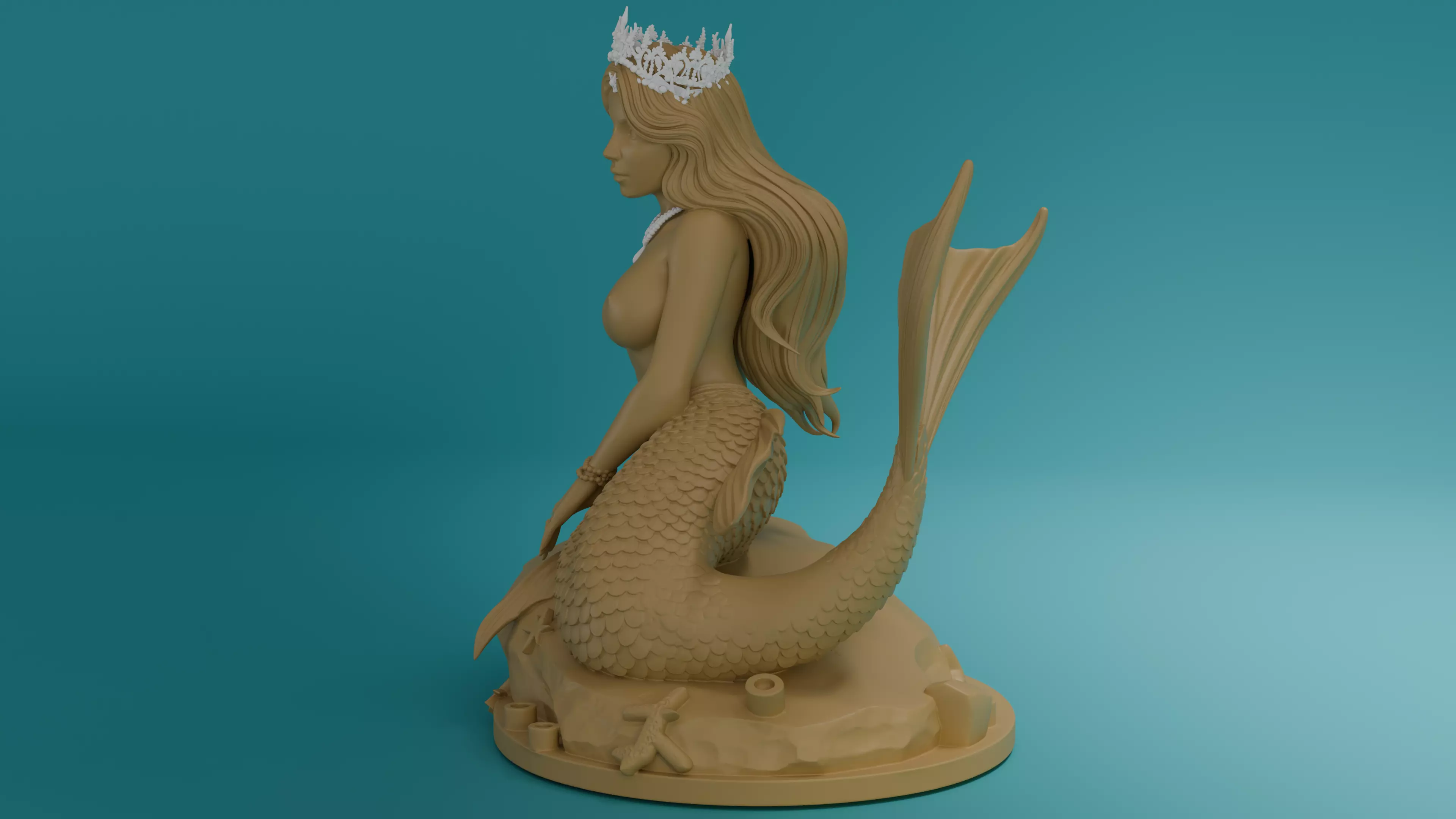 Mermaid Queen Statue for SLA Resin 3D Printing 3D print model_5