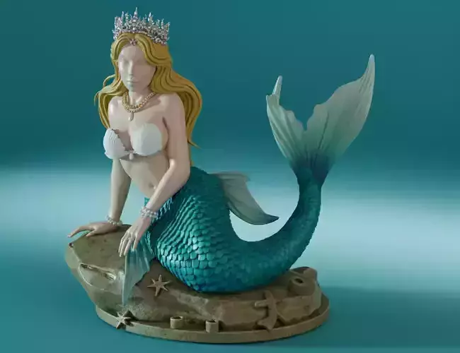 Mermaid Queen Statue for SLA Resin 3D Printing