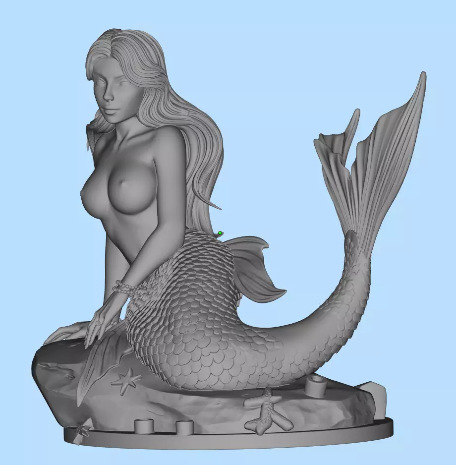 Mermaid Queen Statue for SLA Resin 3D Printing 3D print model_13