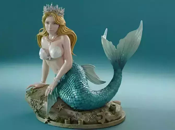 Mermaid Queen Statue for SLA Resin 3D Printing