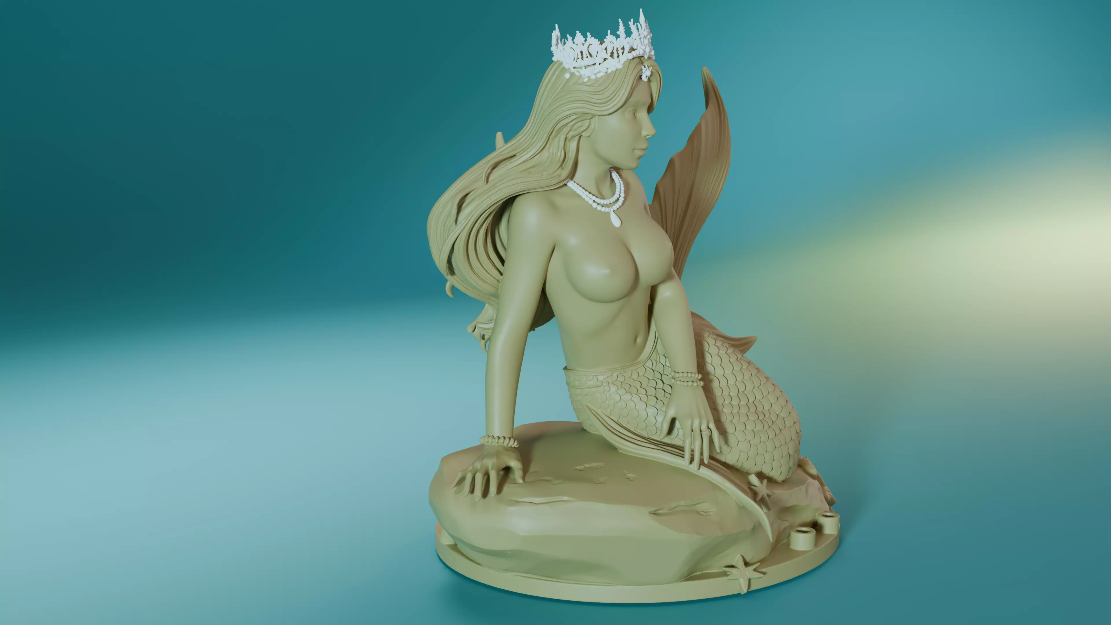 Mermaid Queen Statue for SLA Resin 3D Printing 3D print model_4