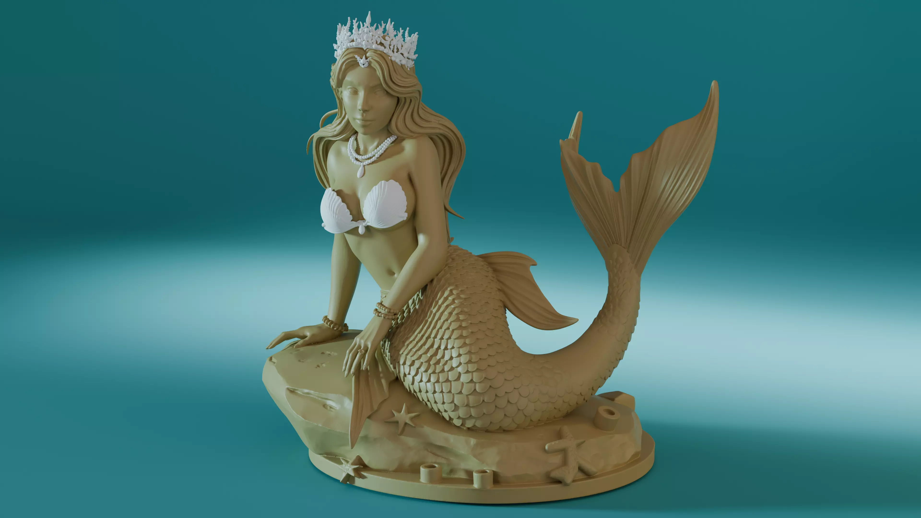 Mermaid Queen Statue for SLA Resin 3D Printing 3D print model_1