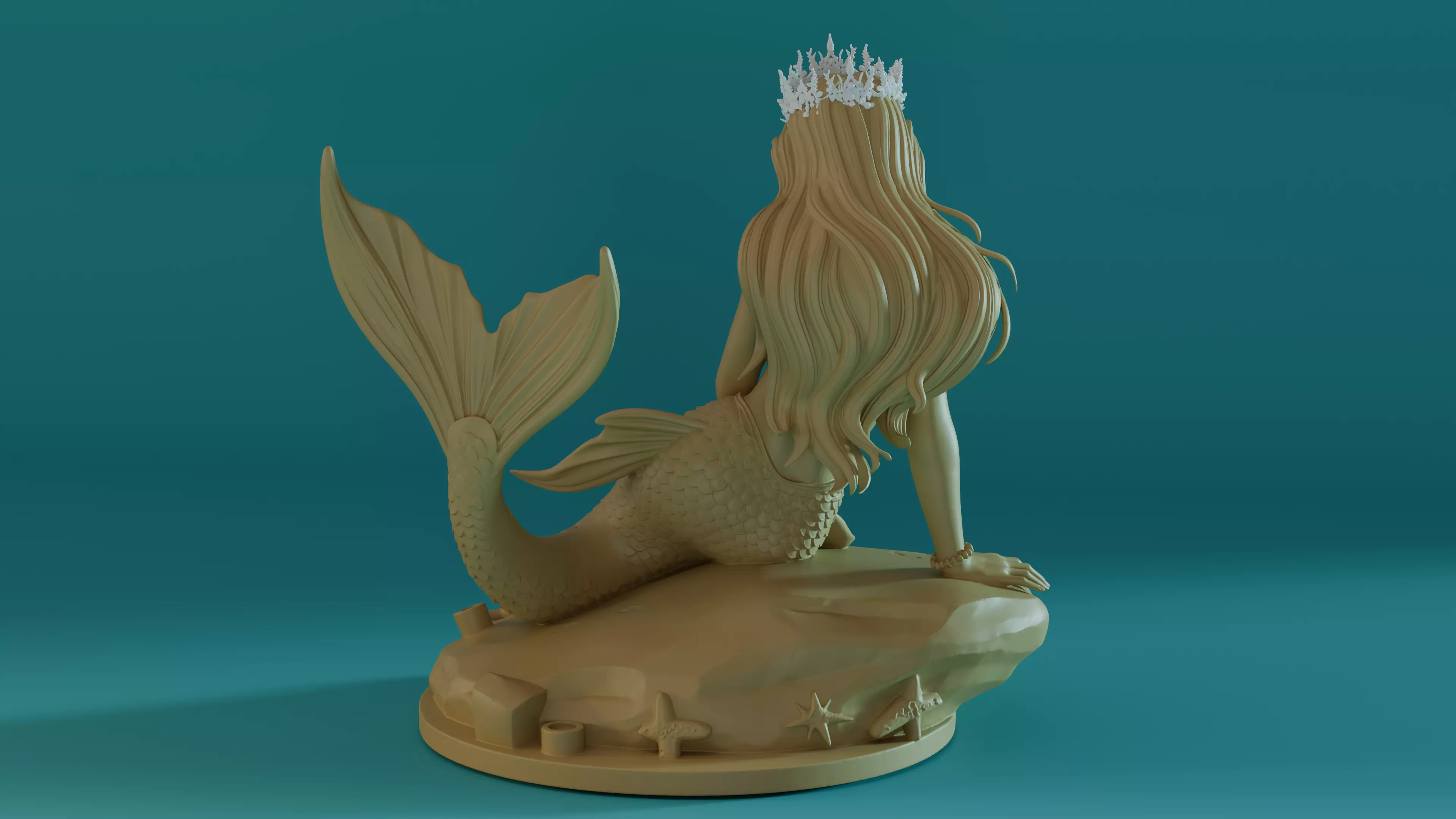Mermaid Queen Statue for SLA Resin 3D Printing 3D print model_2