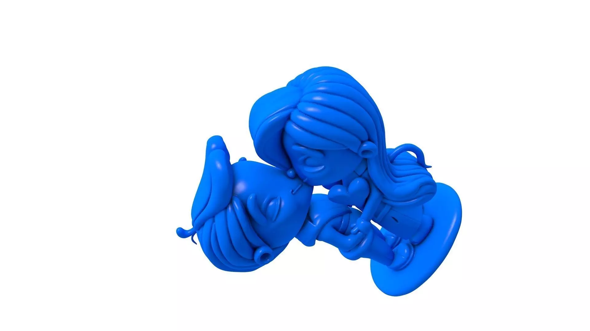 3d Kiss -  Wedding Couple -  Cute Couple Holding Hear  3D print model_2