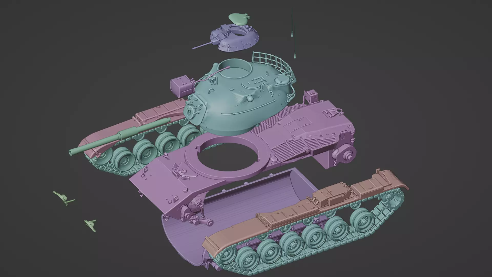 M60 Patton 3D print model_1