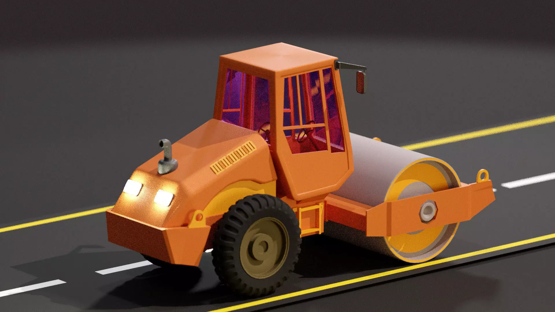 Road roller 3D model_2