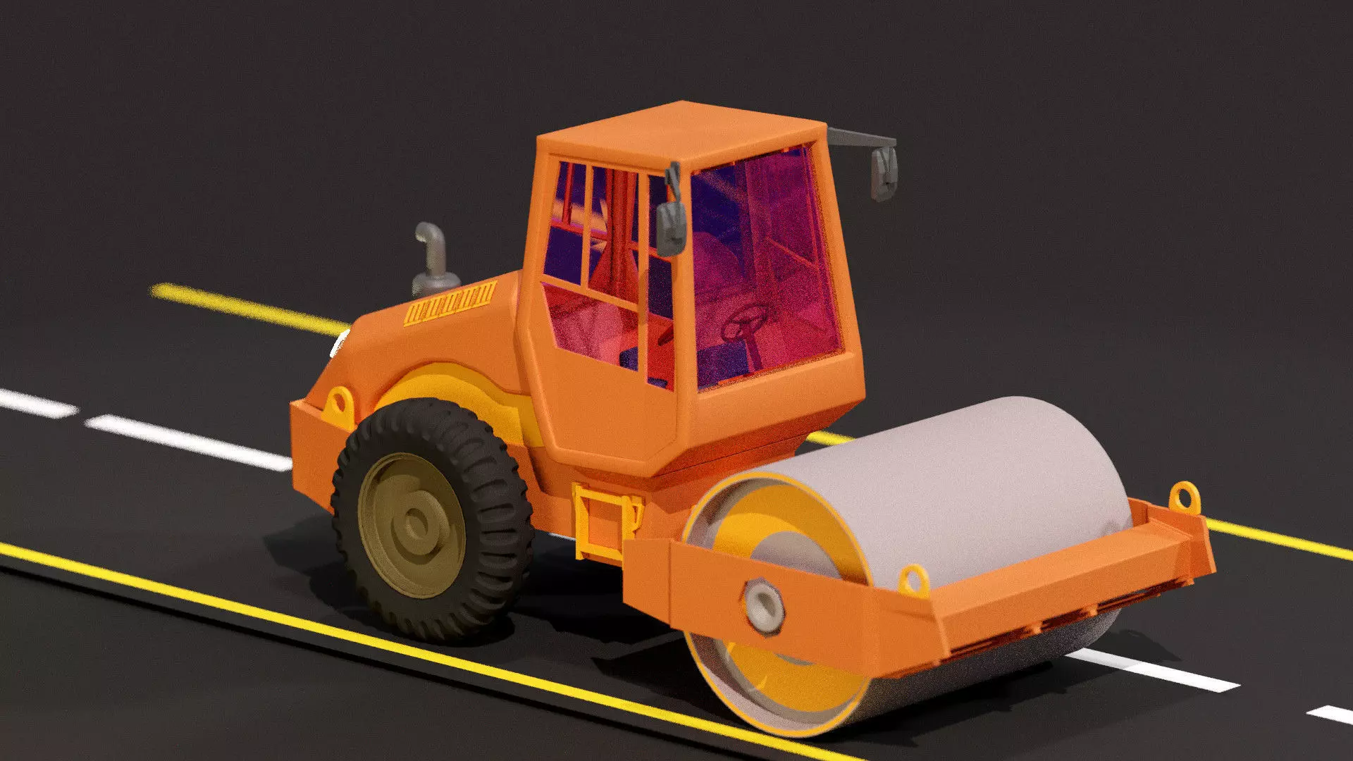 Road roller 3D model_16