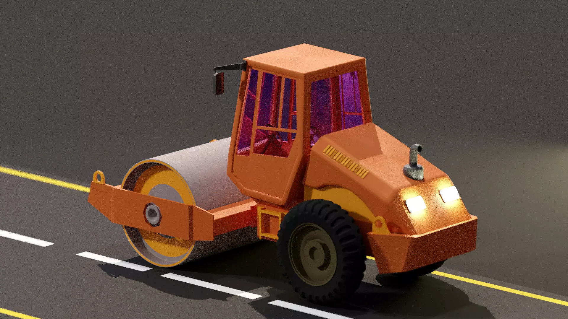 Road roller 3D model_8