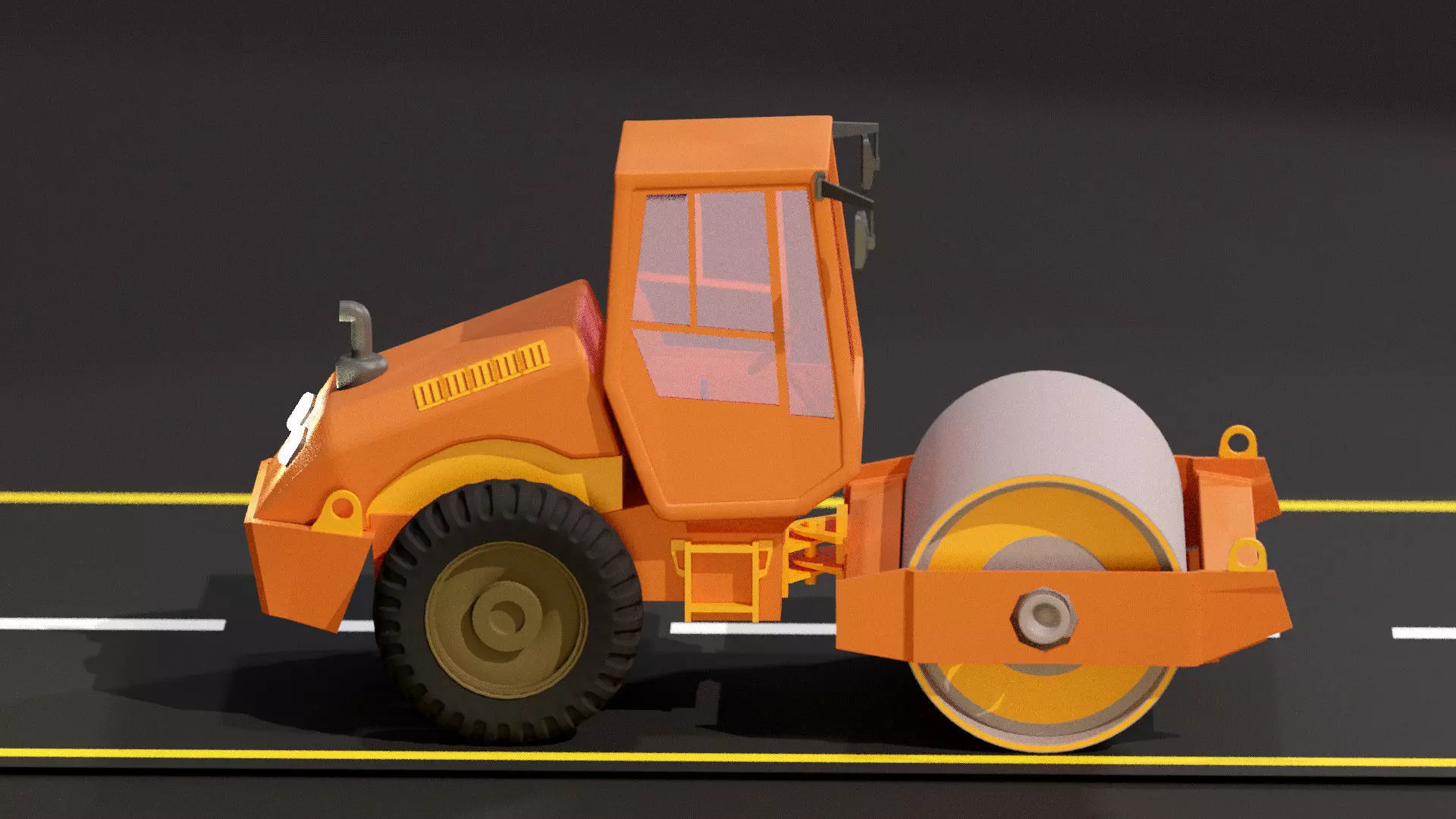 Road roller 3D model_0