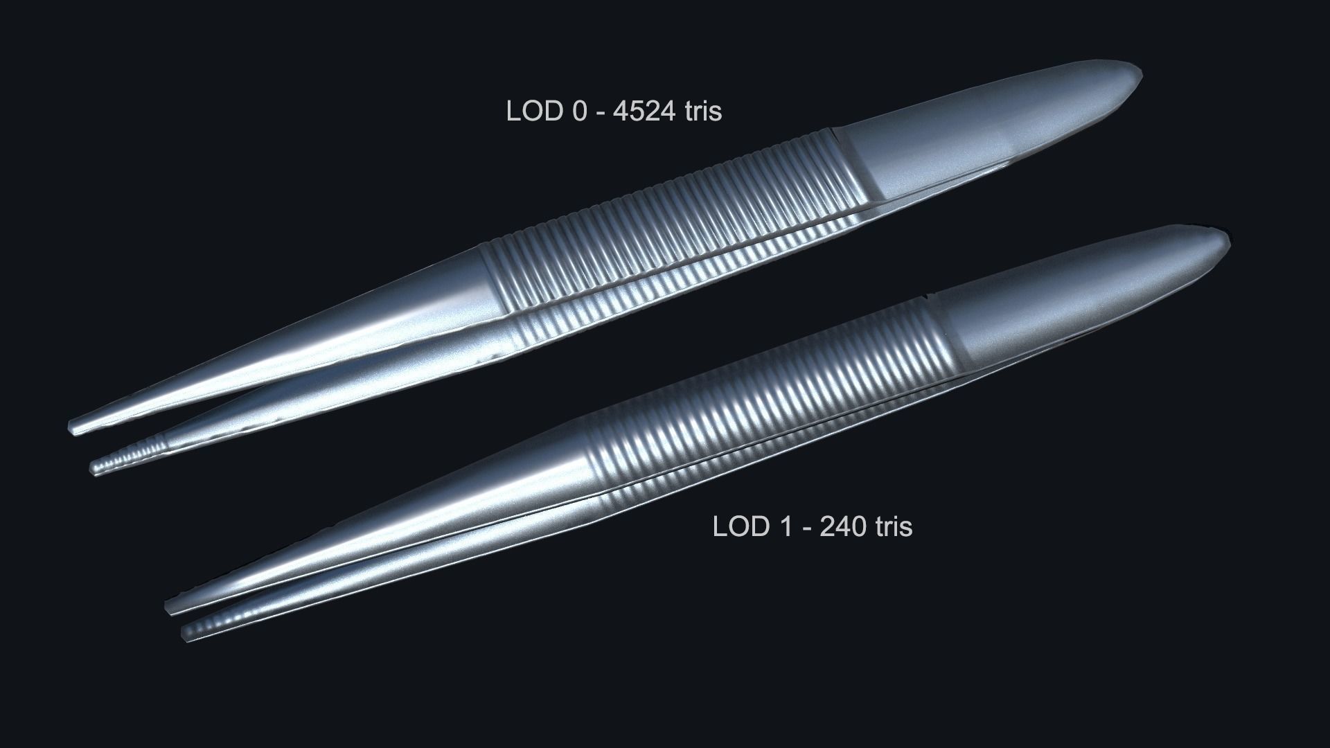 Tweezers PBR Game Ready two metal Low-poly 3D model_1