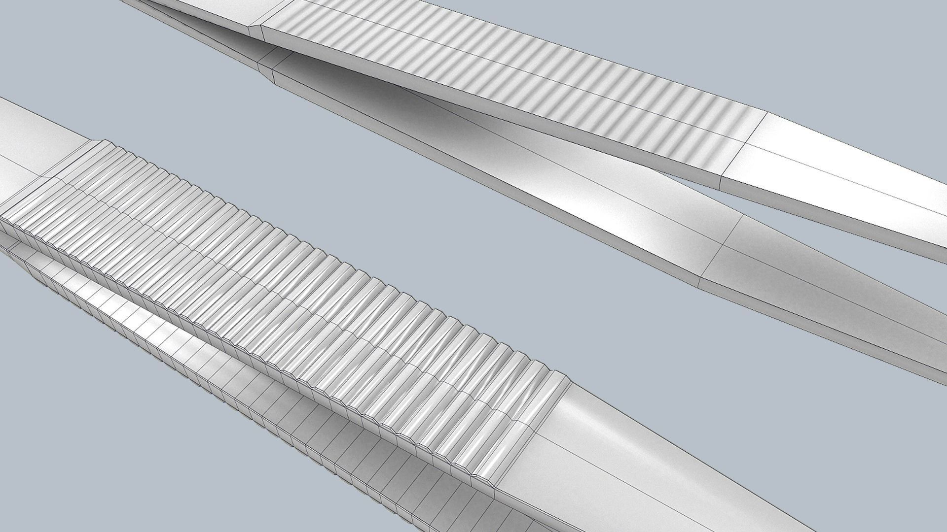 Tweezers PBR Game Ready two metal Low-poly 3D model_3